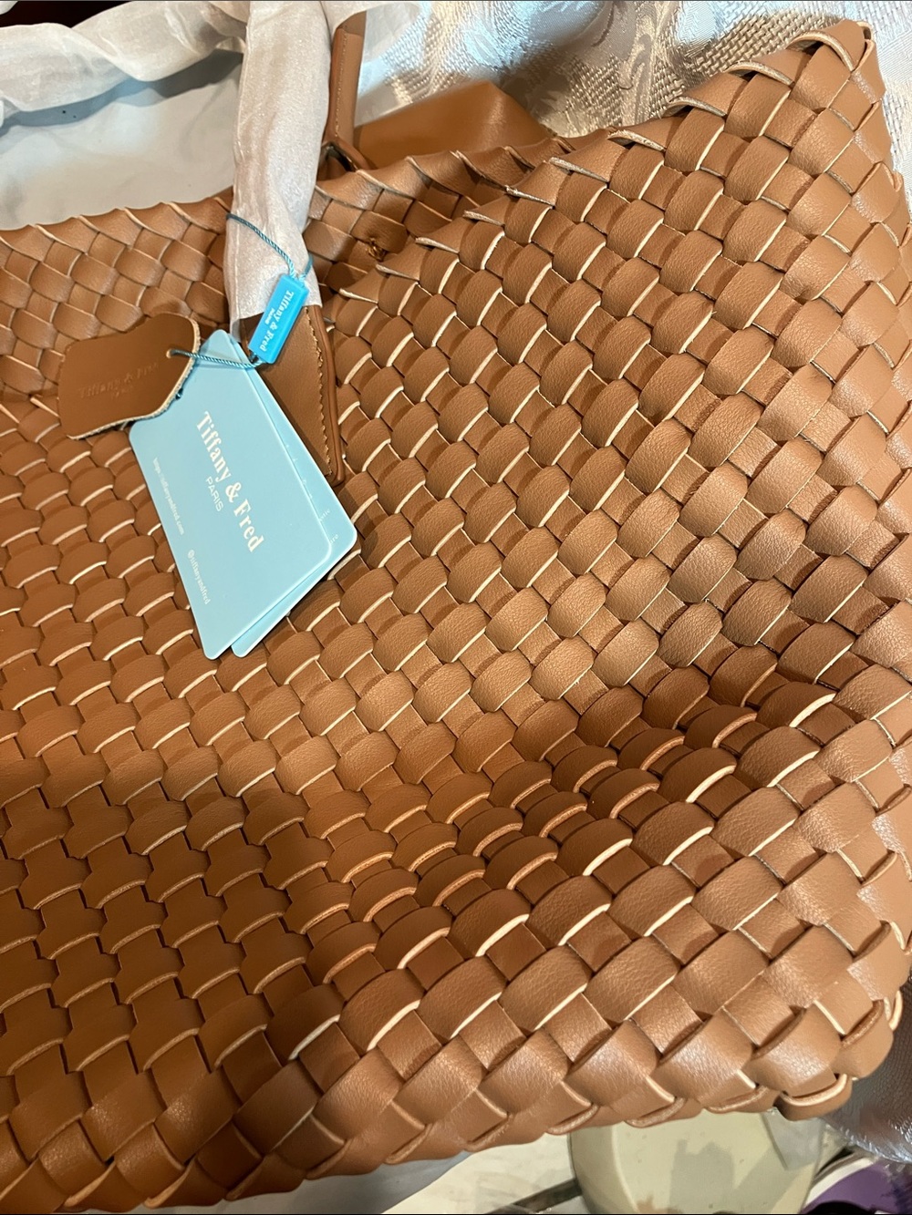 Tiffany & Fred Woven Tote with Tan Leather Pouch - Picture 7 of 16